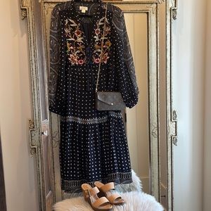 Anthropologie Maeve Cassidy Embroidered Midi Dress